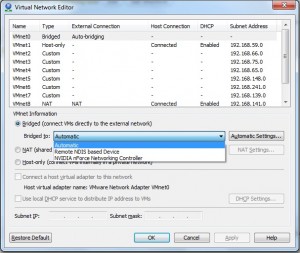 vmnetcfg bridged to option