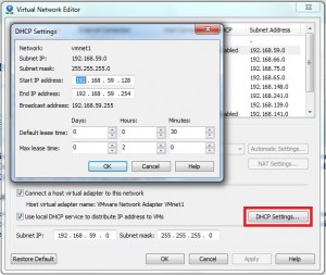 vmware customize dhcp settings