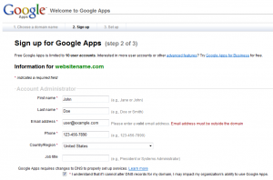 google apps setup step2