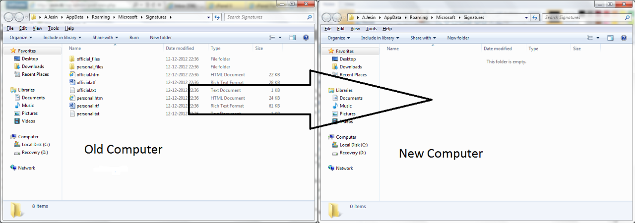 Copy Your Office Outlook Signatures To Another Computer Jesin S Blog