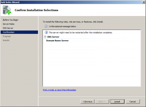 add server roles dns confirmation