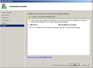 add server roles dns installation complete