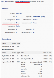 recursive dns response