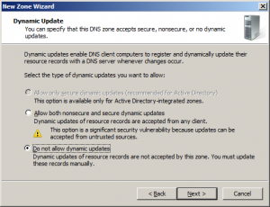dns zone no dynamic updates